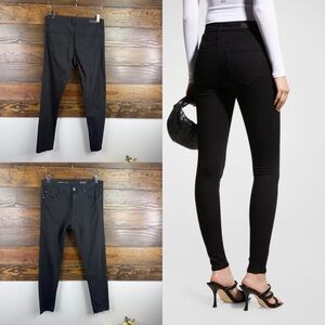 AG Adriano Goldschmied Farrah High-Rise Skinny Fray Hem Black Jeans Size 30